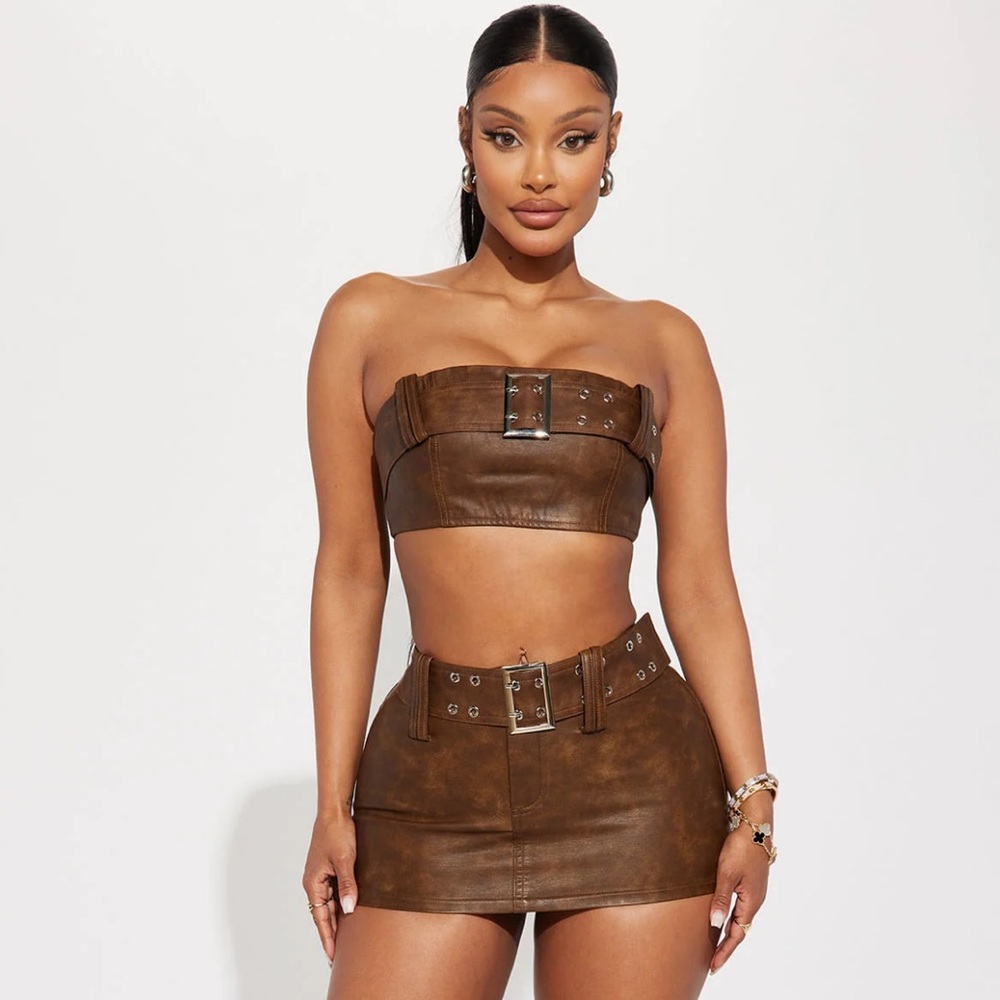 Fashion Nova Brown Skirt Set